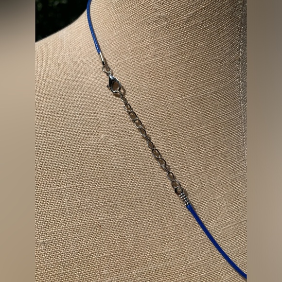 Handmade Cobalt Blue Resin Crystal Amulet Necklace & Elephant Charm - Picture 4 of 14